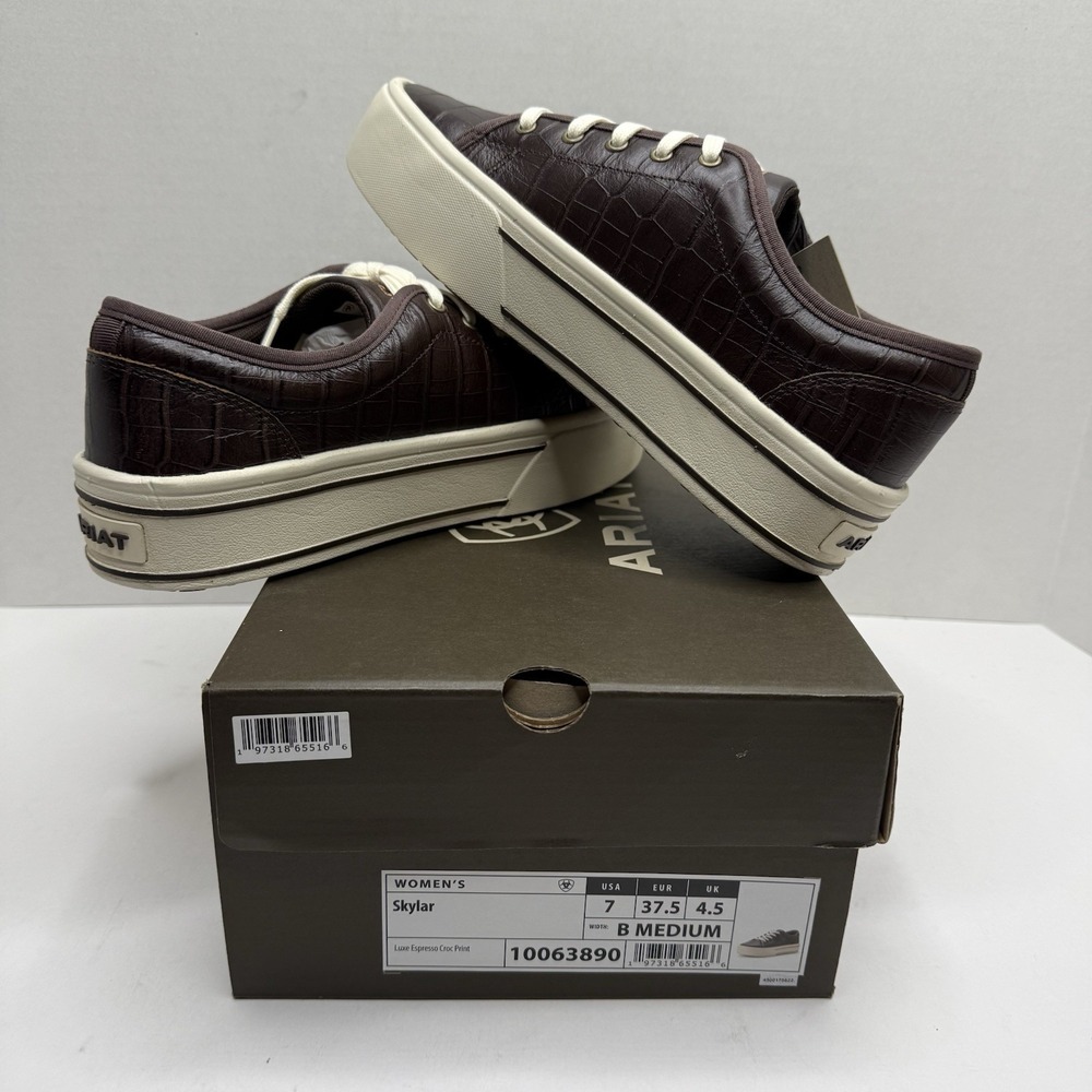 Ariat Skylar Luxe Espresso Croc Print Platform Sneakers Womens 7 B New